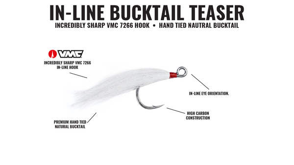 Inline VMC 7266 White Bucktail Teaser Hook