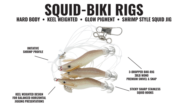 2" Squid-Biki Rig (3-Dropper 30lb Mono)